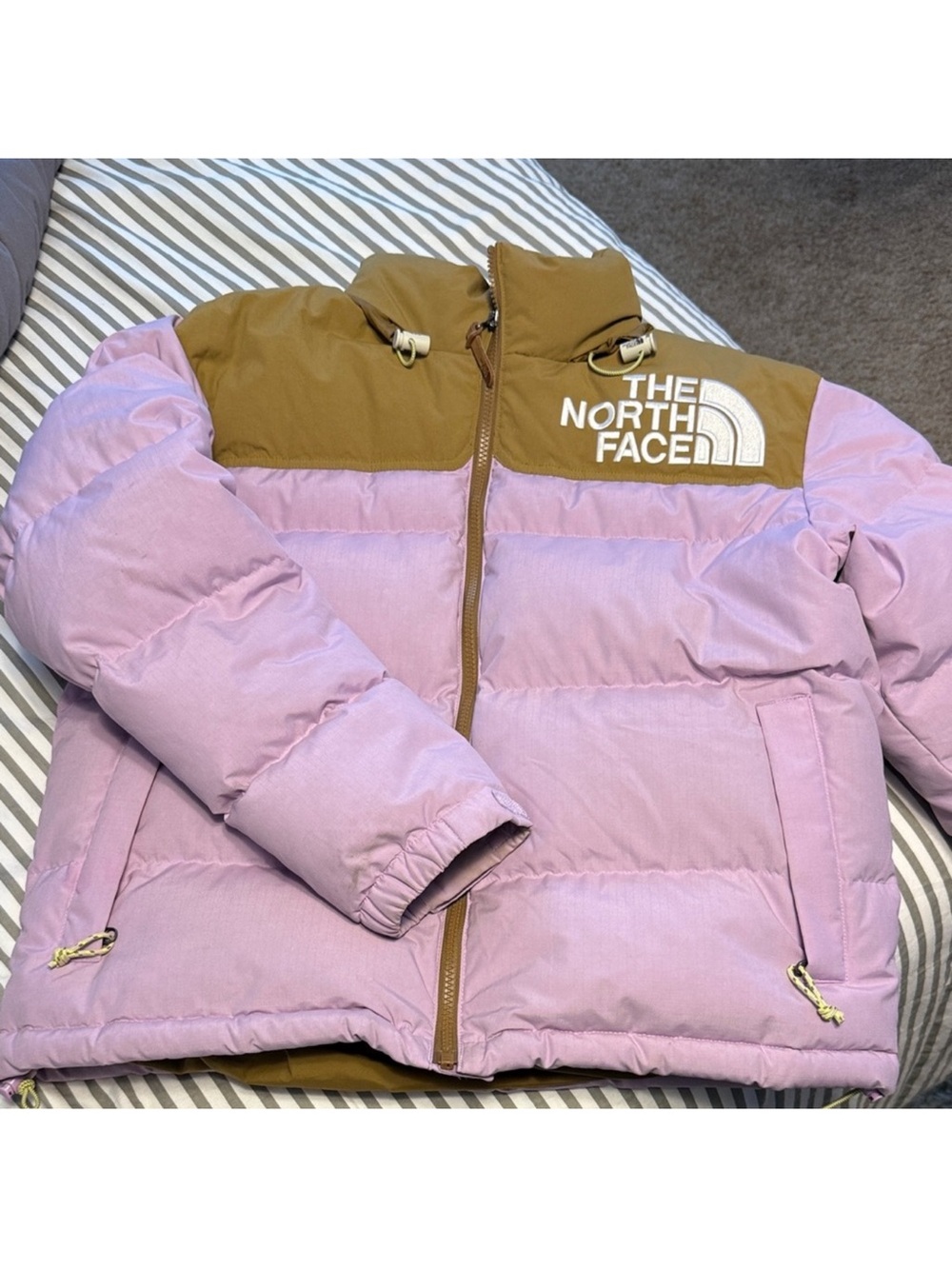 The North Face Women’s Lavender and Tan Colorblock Puffer Jacket
